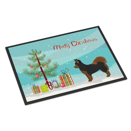 Carolines Treasures 18 x 27 in. Black & Tan Pomchi Christmas Tree Indoor or Outdoor Mat CK3859MAT